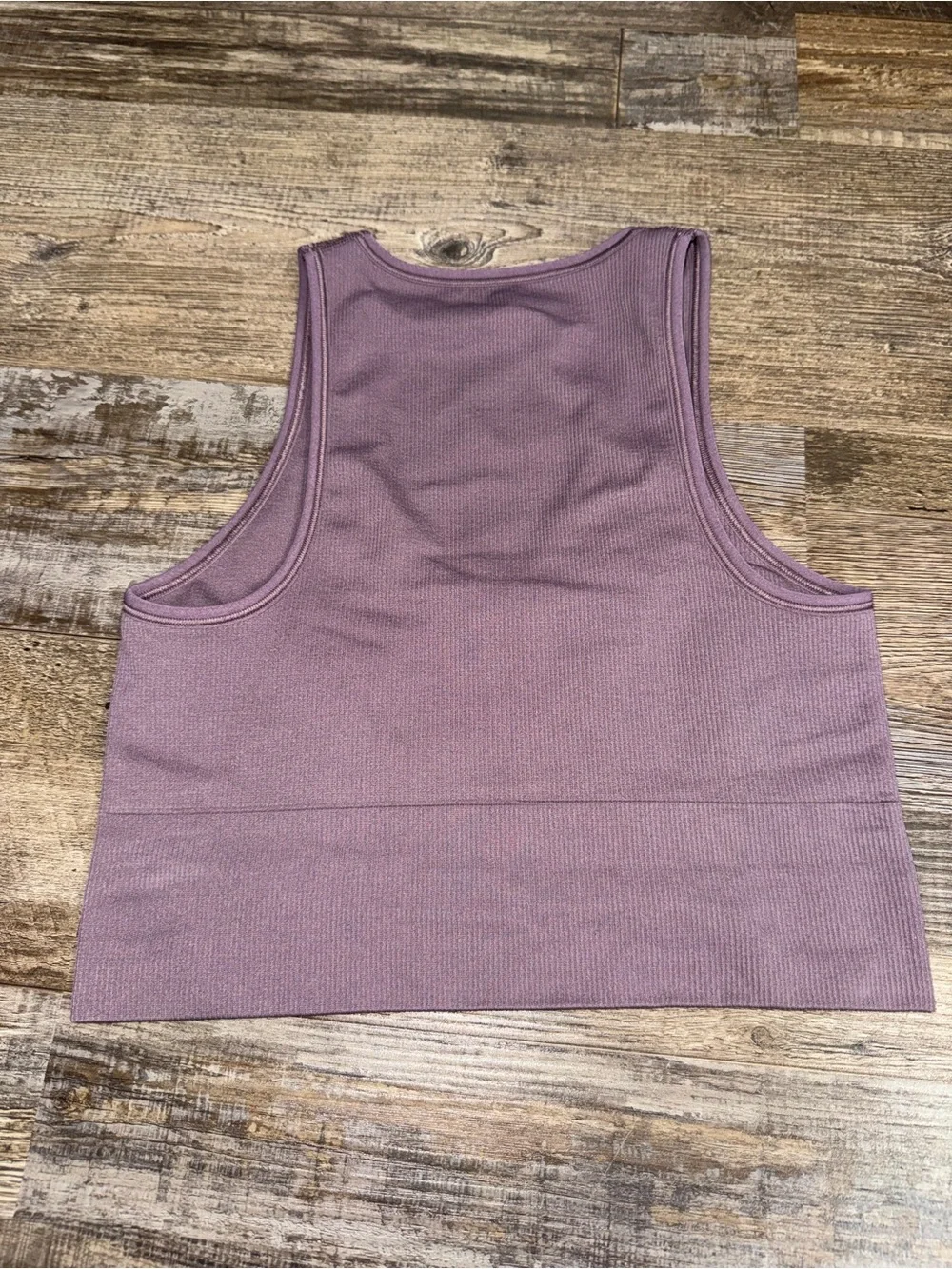 Athleta Ribbed Crop Tank Top Mauve Purple V Neck Seamless Athletic Women’s Small